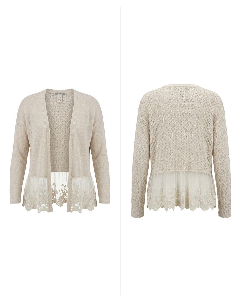 American Rag Cie Open Front Lace Hem Knit Cardigan Sweater Women Size XL